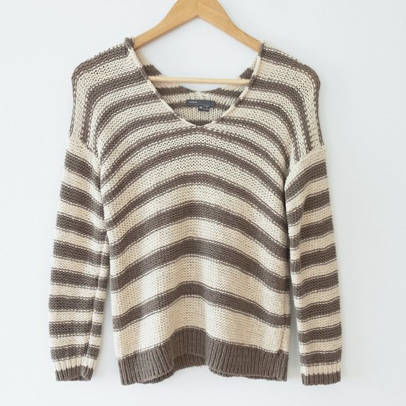 Vince V Neck Striped Sweater - Picture 1 of 6